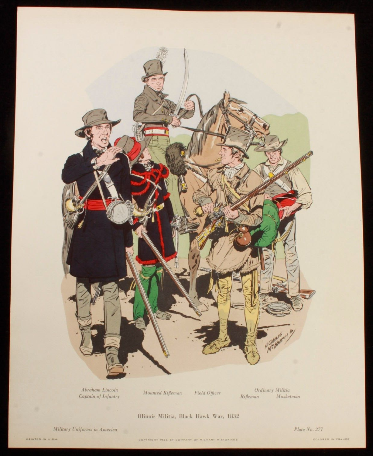 Illinois Militia, Black Hawk War 1832 Illustration 11x14