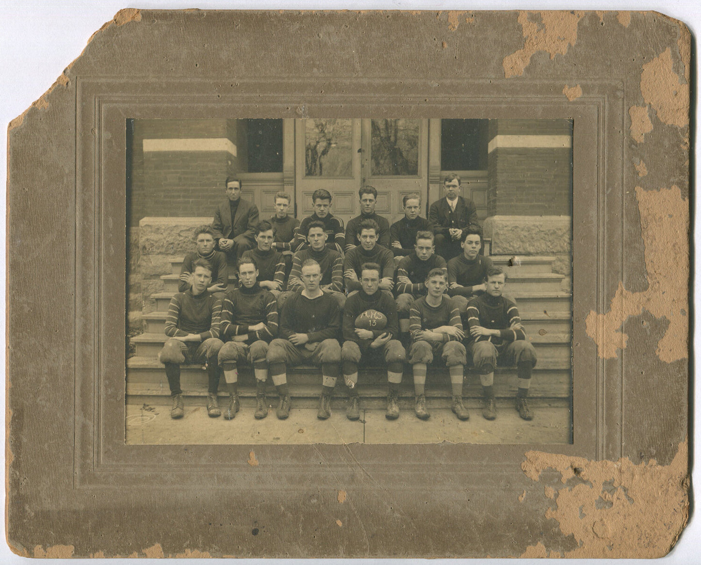 Vintage Football Team Photo 1910s on 8x10 Board, Silver Print 4.75x6.5