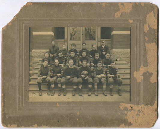 Vintage Football Team Photo 1910s on 8x10 Board, Silver Print 4.75x6.5