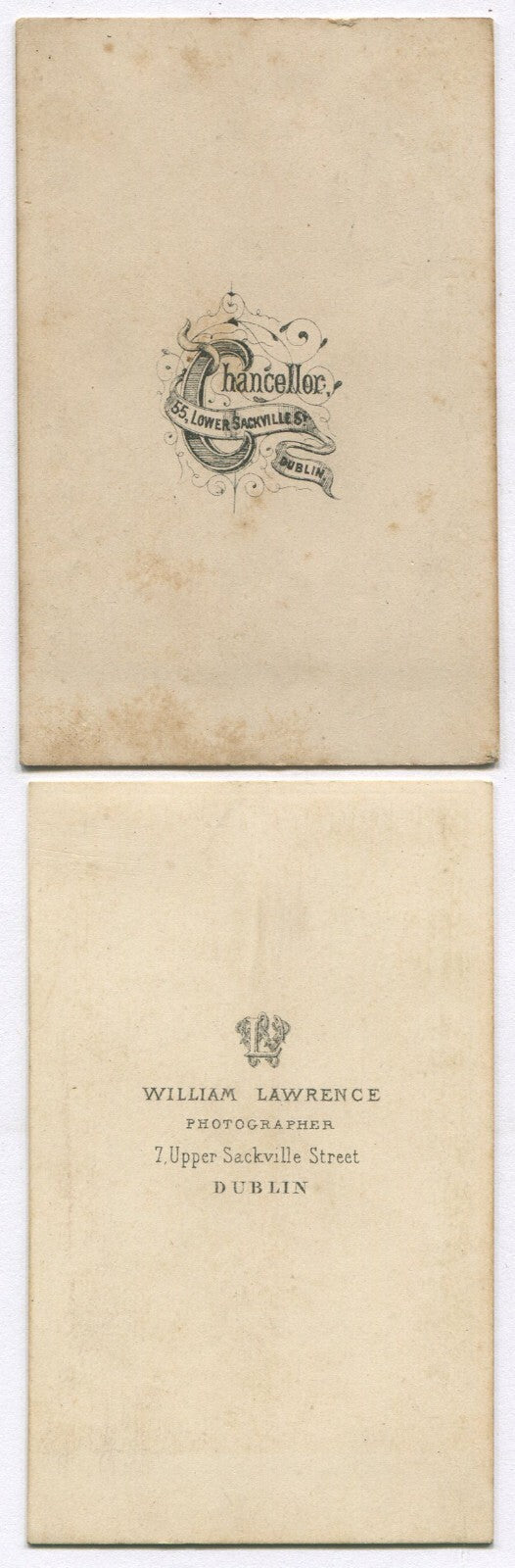 WOMAN WITH LONG RINGLET CURLS/HAT. RICHLY TINTED CDV 2 SET. DUBLIN, IRELAND.