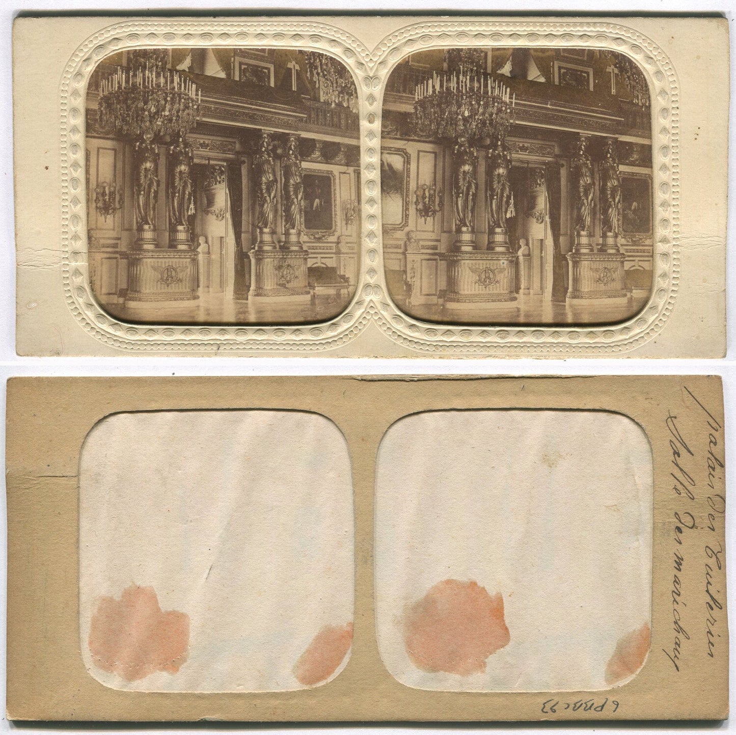 STEREOVIEW TISSUE. PALACE CHANDELIER AND INTERIOR.
