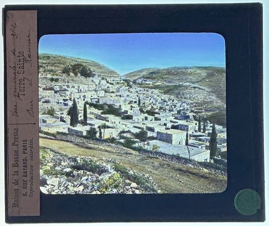 VINTAGE LANTERN SLIDE "Terre Sainte" 3.25X4IN