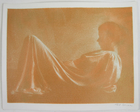 WOMAN IN REPOSE, BY TED JONES. GUM BICHROMATE 11X14 UNMOUNTED,WATERCOLOR PAPER.