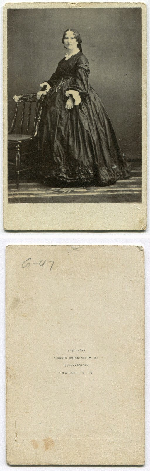 WOMAN IN VERY PLEATED DRESS. CDV. PROVIDENCE, R.I.