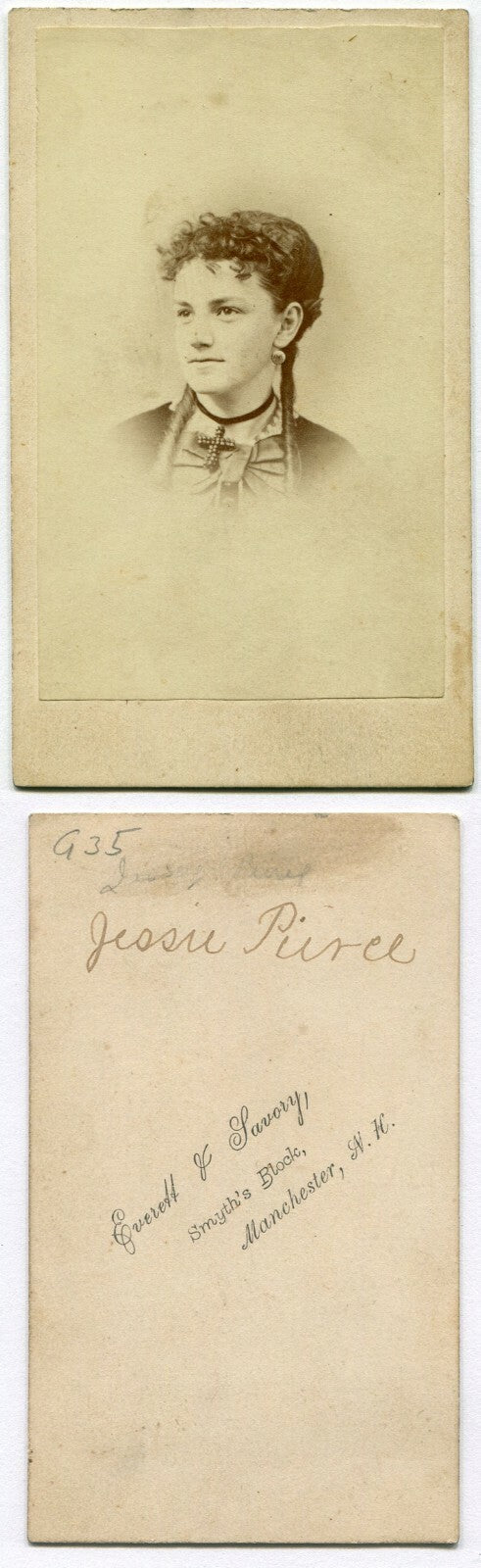 WOMAN, CURLY BANGS, CONFIDENT GAZE. CDV. MANCHESTER, N.H.