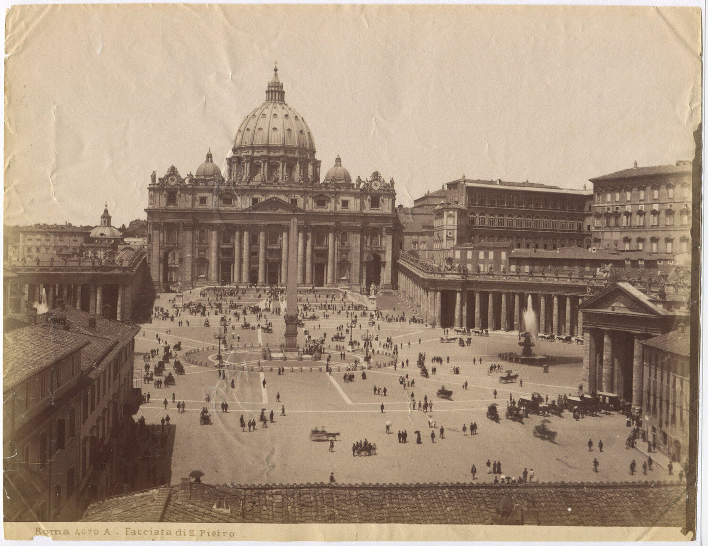 Vintage St Peter's Basilica Albumen Photograph - Unmounted 8x10 Wall Art for