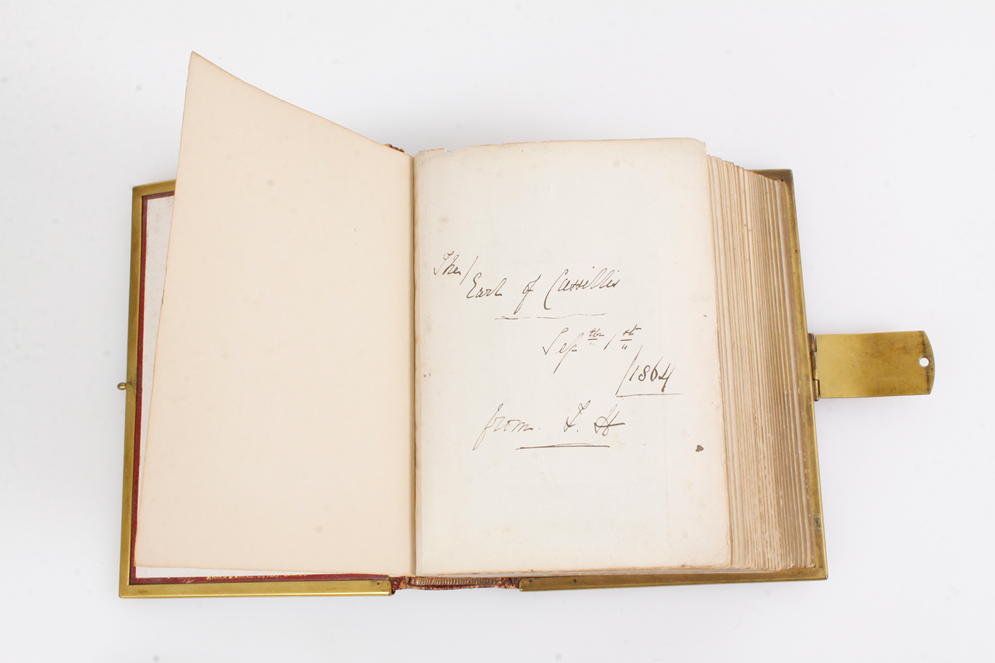 19th Century CDV Photo Album Leather and Brass, All Pages Good, Some Inscribed