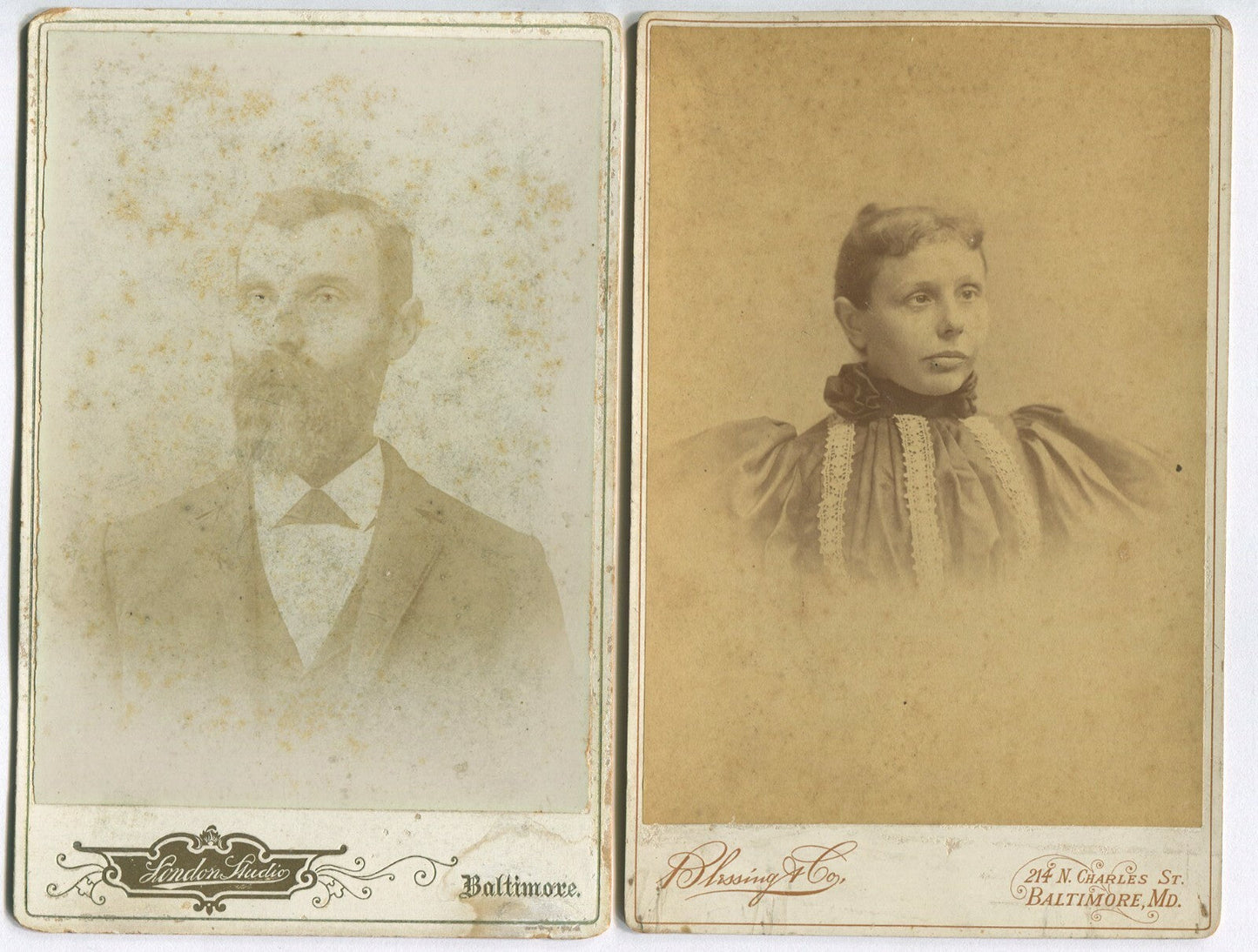 Vintage 5-Set Cabinet Card: Cross Eyed Woman & Portraits -- Baltimore, MD, Original Authentic Photo