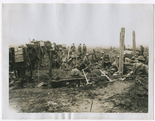 Vintage WWI Battle of Flanders Photo 8x10 Print - Belgian Frontline Soldiers,