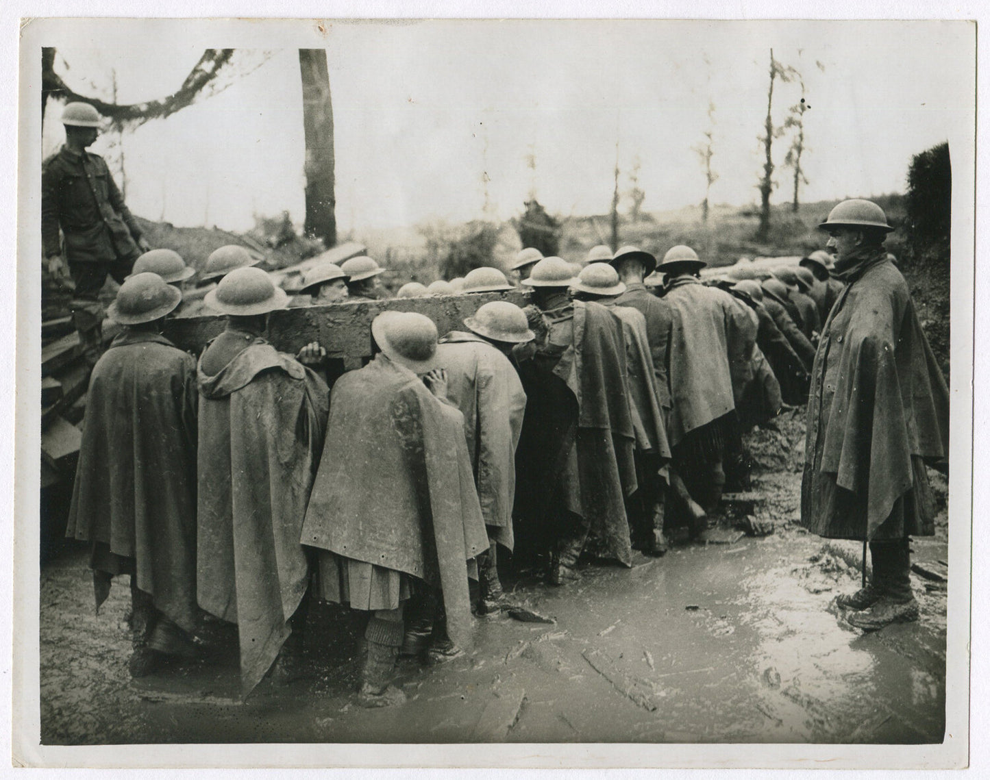 British Troops Carrying Bridge to the Yser WWI 8x10 Photo Reprint Vintage