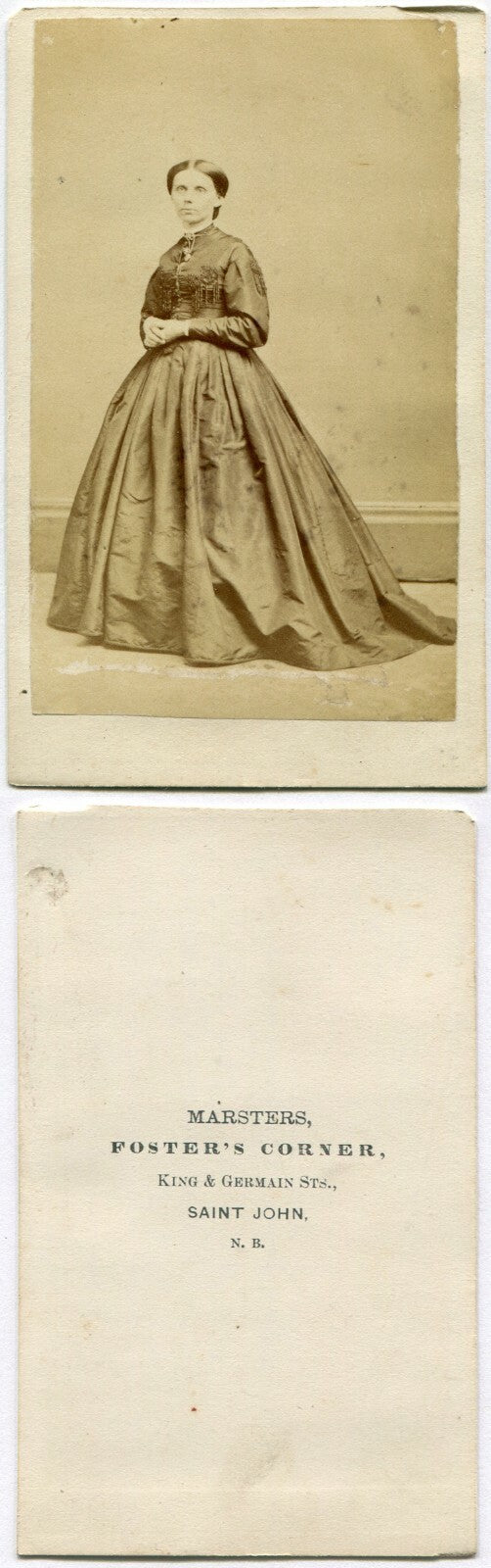 WOMAN, STANDING POSE, HANDS CROSSED AT HIPS. CDV. ST. JOHN, NEW BRUNSWICK,CANADA