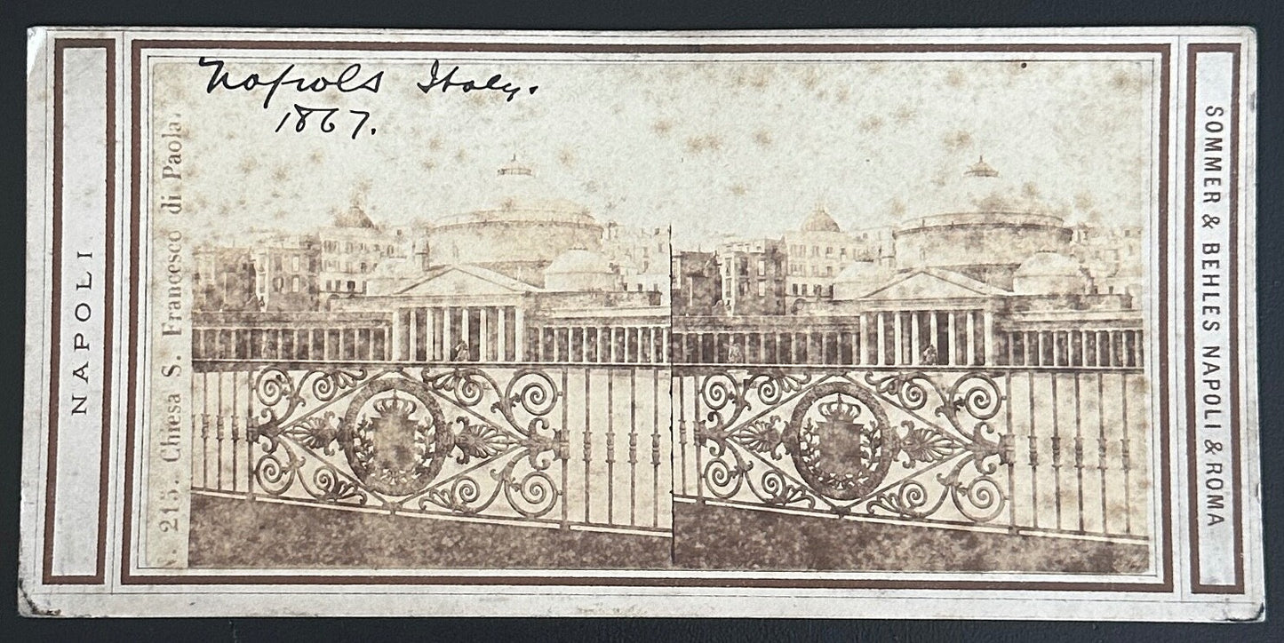 Vintage StereoView Card Naples, Italy 1867 3.5x7in - Historic Photo, Collectible View Card