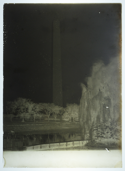 5x7 Glass Plate Negative, Washington Monument, Trees, River, 1920s