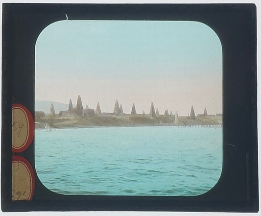VINTAGE LANTERN SLIDE ���Buddhist Temples Myanmar���  3.25X4in, Hand Tinted