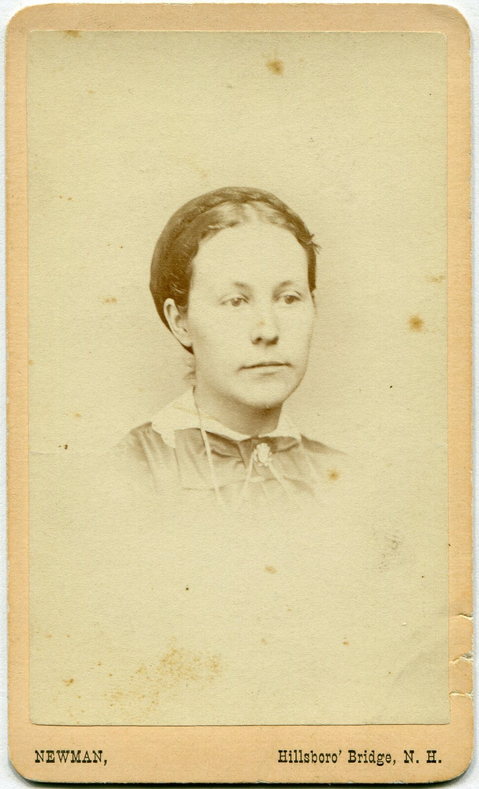 WOMAN W/BRAIDED HAIR STYLE. CDV. HILLSBORO BRIDGE, N.H.