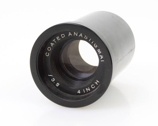 4 INCH COATED ANASTIGMAT F/3.5 PROJECTOR LENS, USED