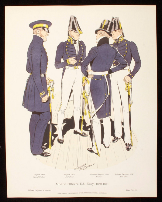 Medical Officers US Navy 1830-1841 Illustration 11x14