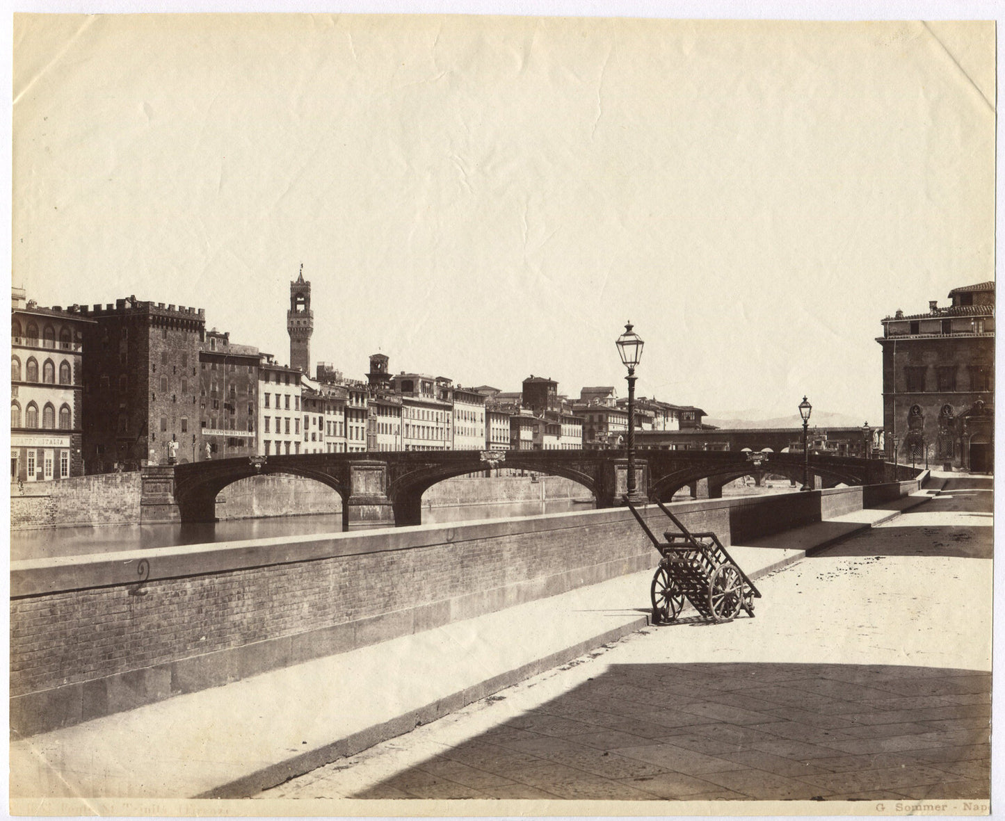 Vintage Naples Bridges Pull Cart Photo - Unmounted Albumen Print, 8x10, Historic