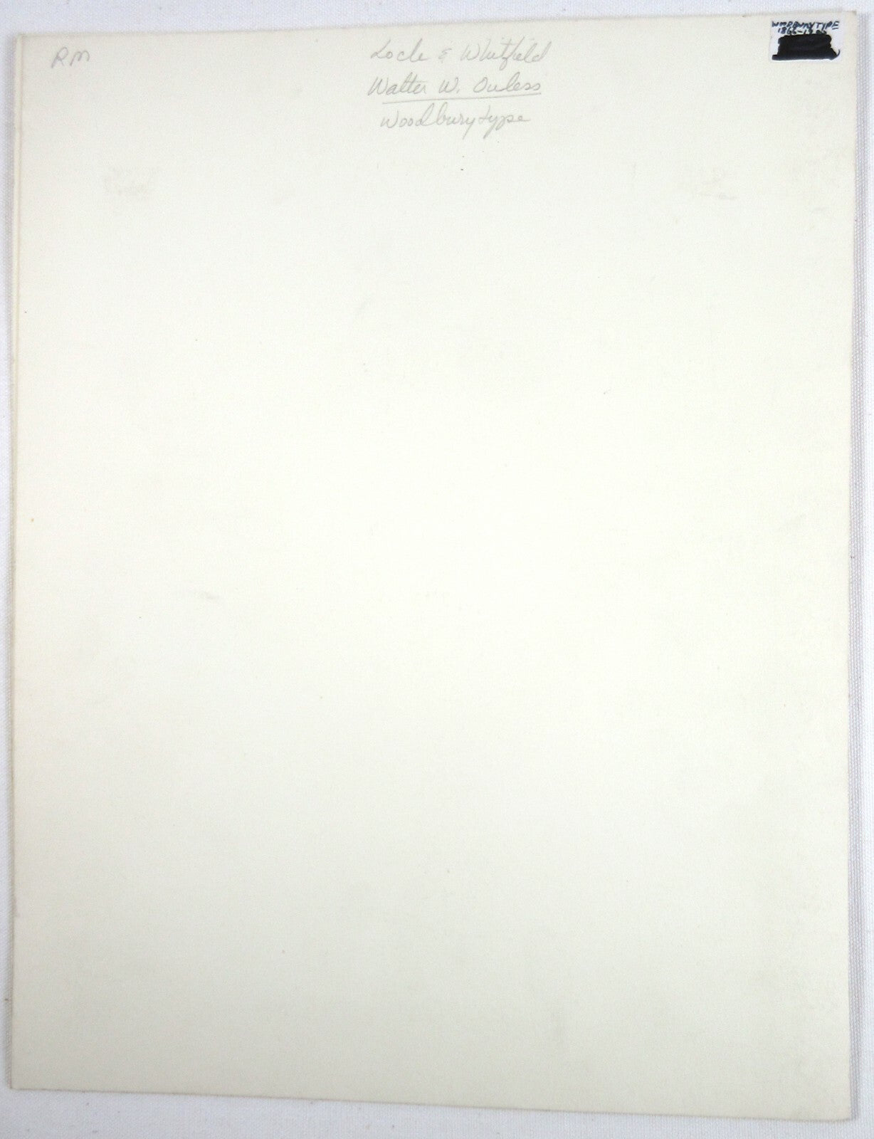 WALTER W. OULESS. 4.5X3.5 OVAL WOODBURYTYPE ON 11.25X8.5 INCH PAGE IN 11X14 MAT.