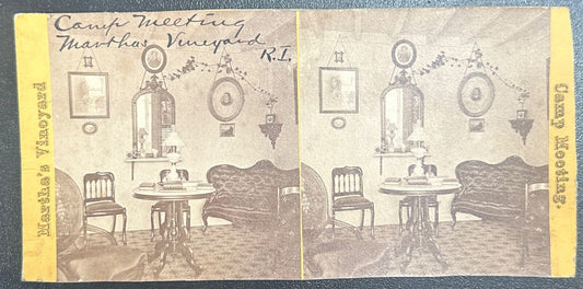 Vintage StereoView Card: ���Camp Meeting, Marthas Vineyard ��� 3.5x7in