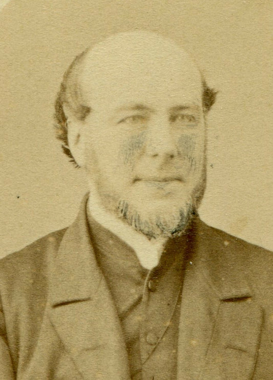 BALDING MAN IN HIGH COLLAR VEST. CDV. NICE, FRANCE.