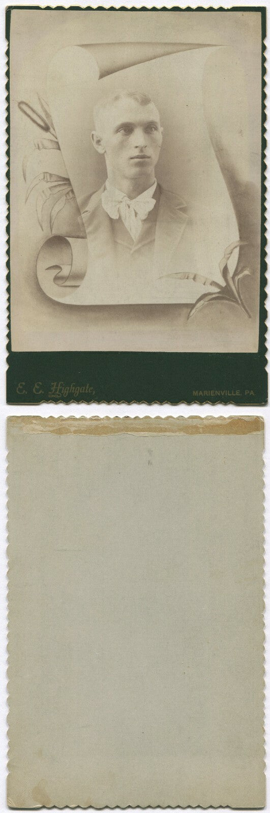 MEMORIAL CABINET CARD, YOUNG MAN. MARIENVILLE, PA.