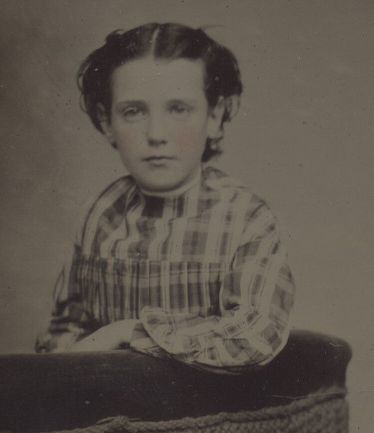 TINTYPE OF LITTLE GIRL W/ RED TINTED CHEEKS