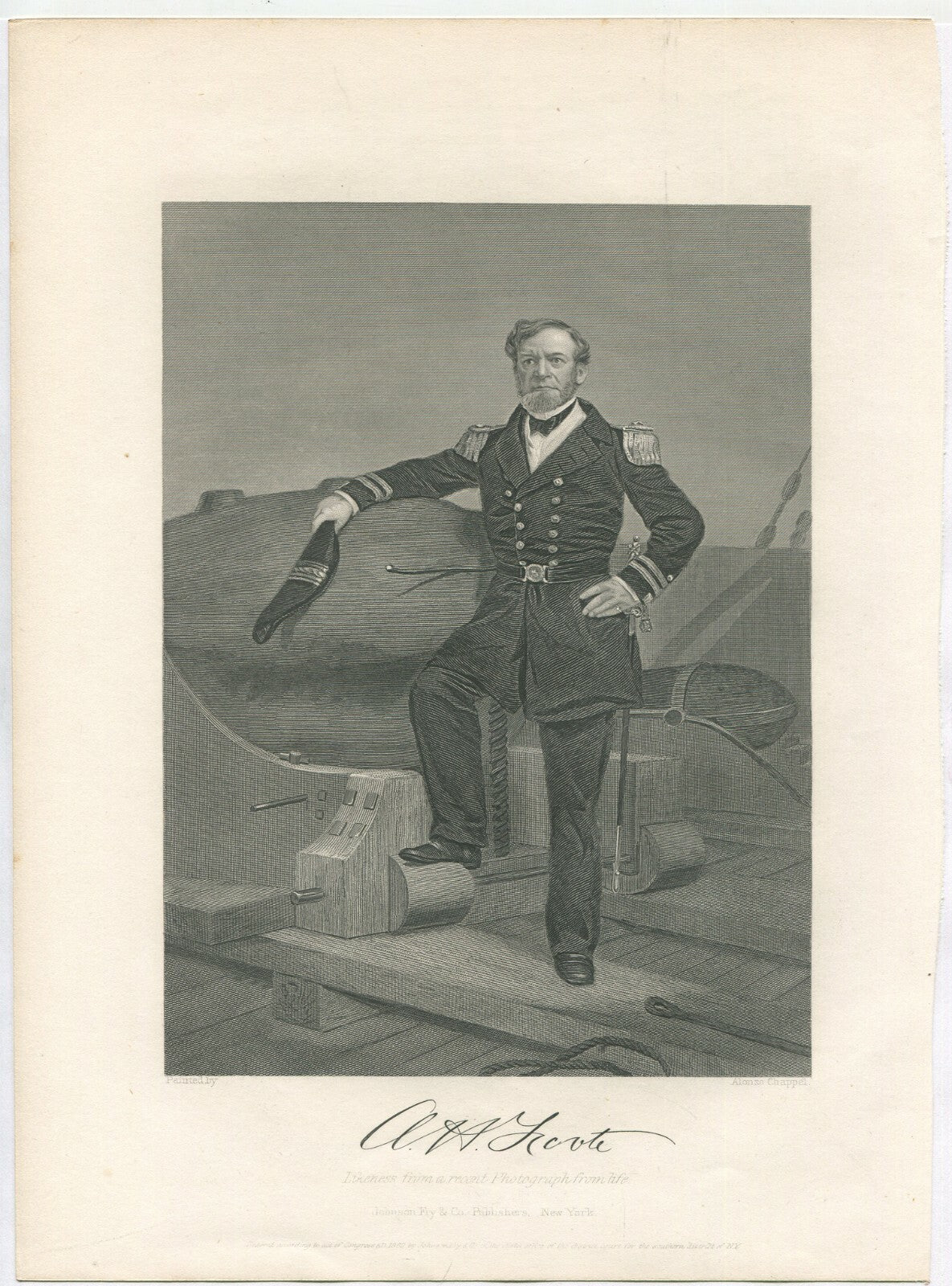 REAR ADMIRAL ANDREW HULL FOOTE,USA. LITHOGRAPH 10.5X8 INCHES.