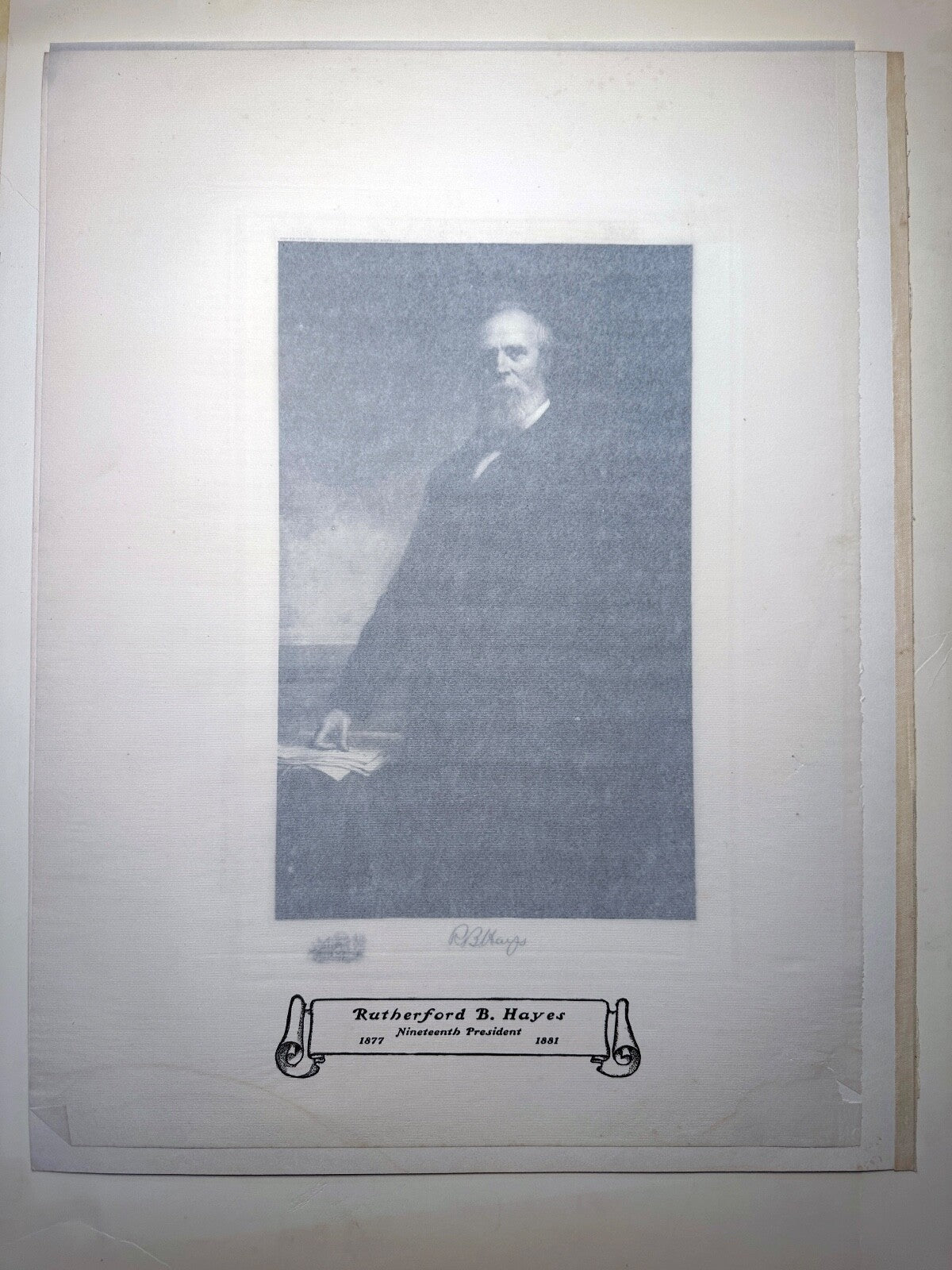 W.H. GALLERY VINTAGE PHOTOGRAVURE PRESIDENT RUTHERFORD B. HAYES