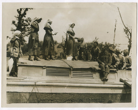 AUCTION ON RED CROSS BOAT OF GERMAN HELMET. FRANCE. (8X10 REPRINT)