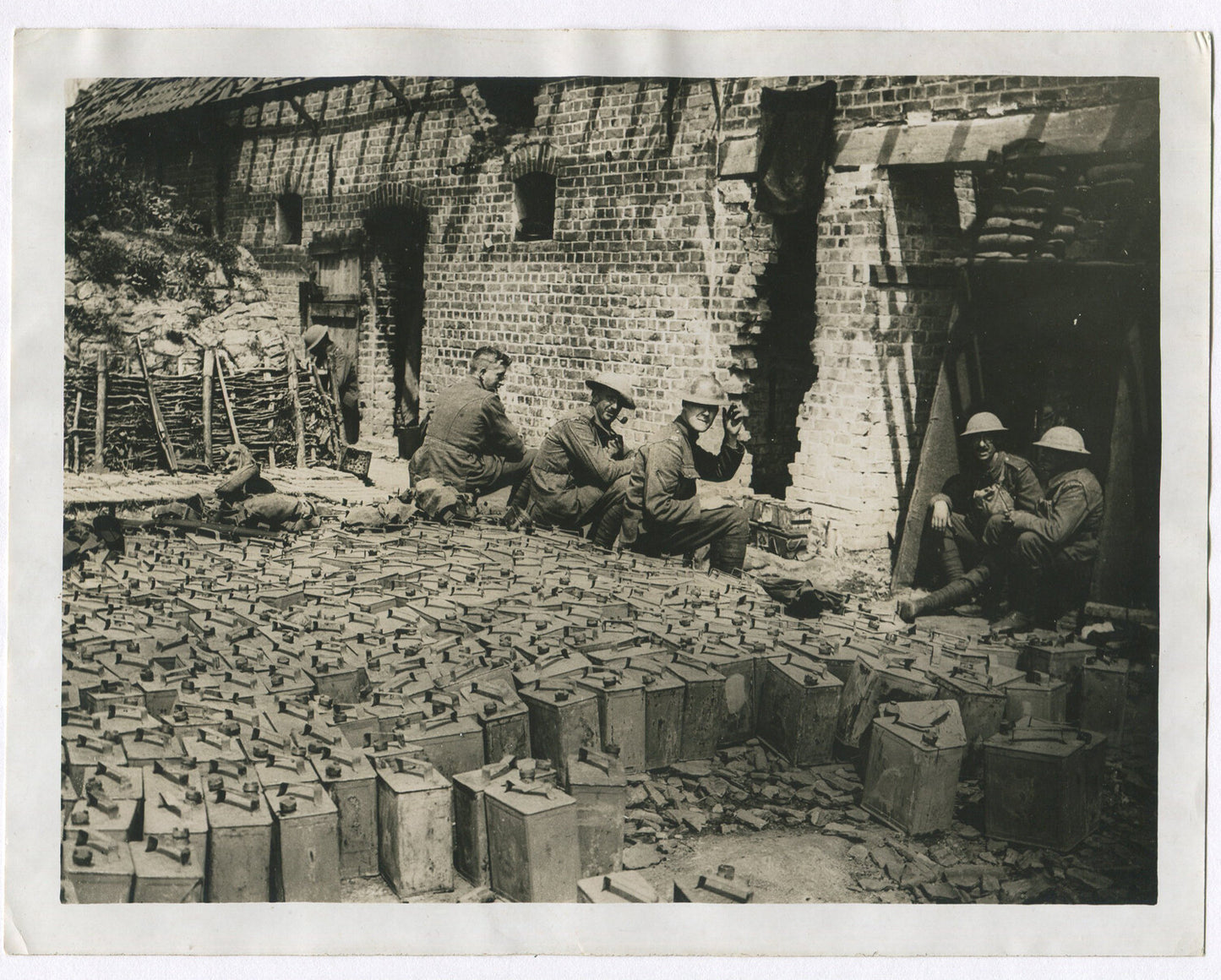 WATER IN PETROL TINS READY FOR THE ADVANCE. WWI. (8X10 REPRINT)