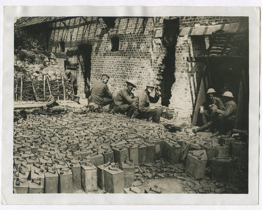 WATER IN PETROL TINS READY FOR THE ADVANCE. WWI. (8X10 REPRINT)