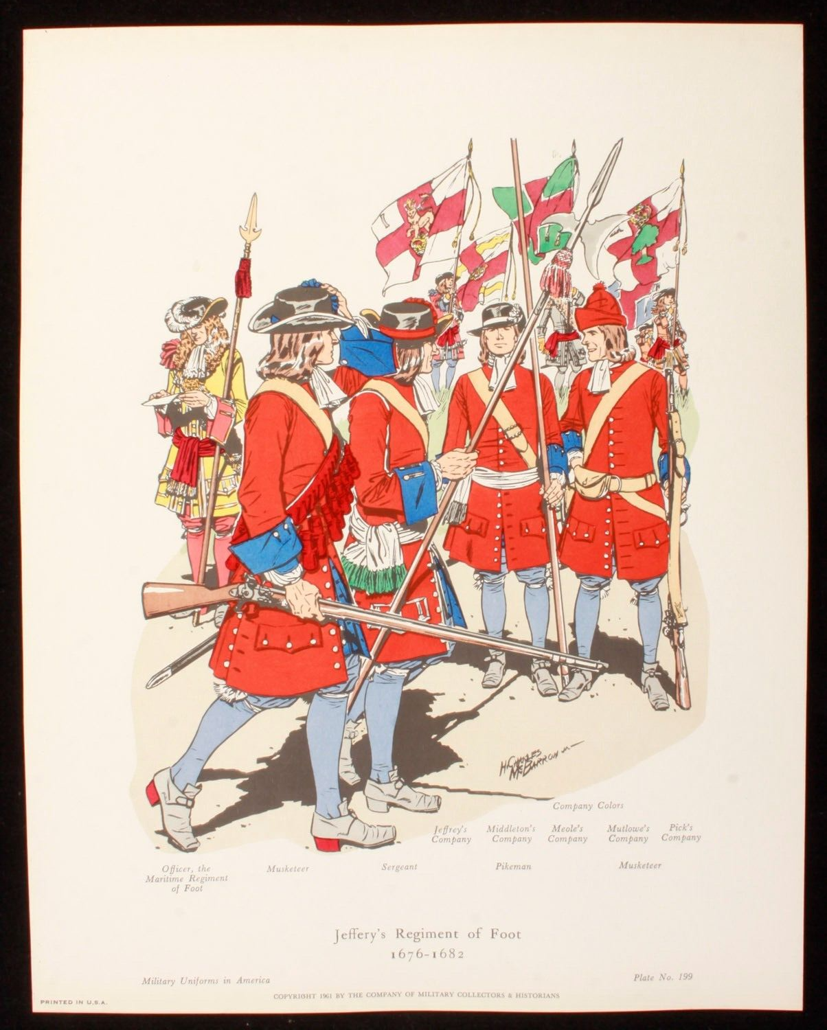 Jefferys Regiment of Foot 1676-1682 Illustration 11x14