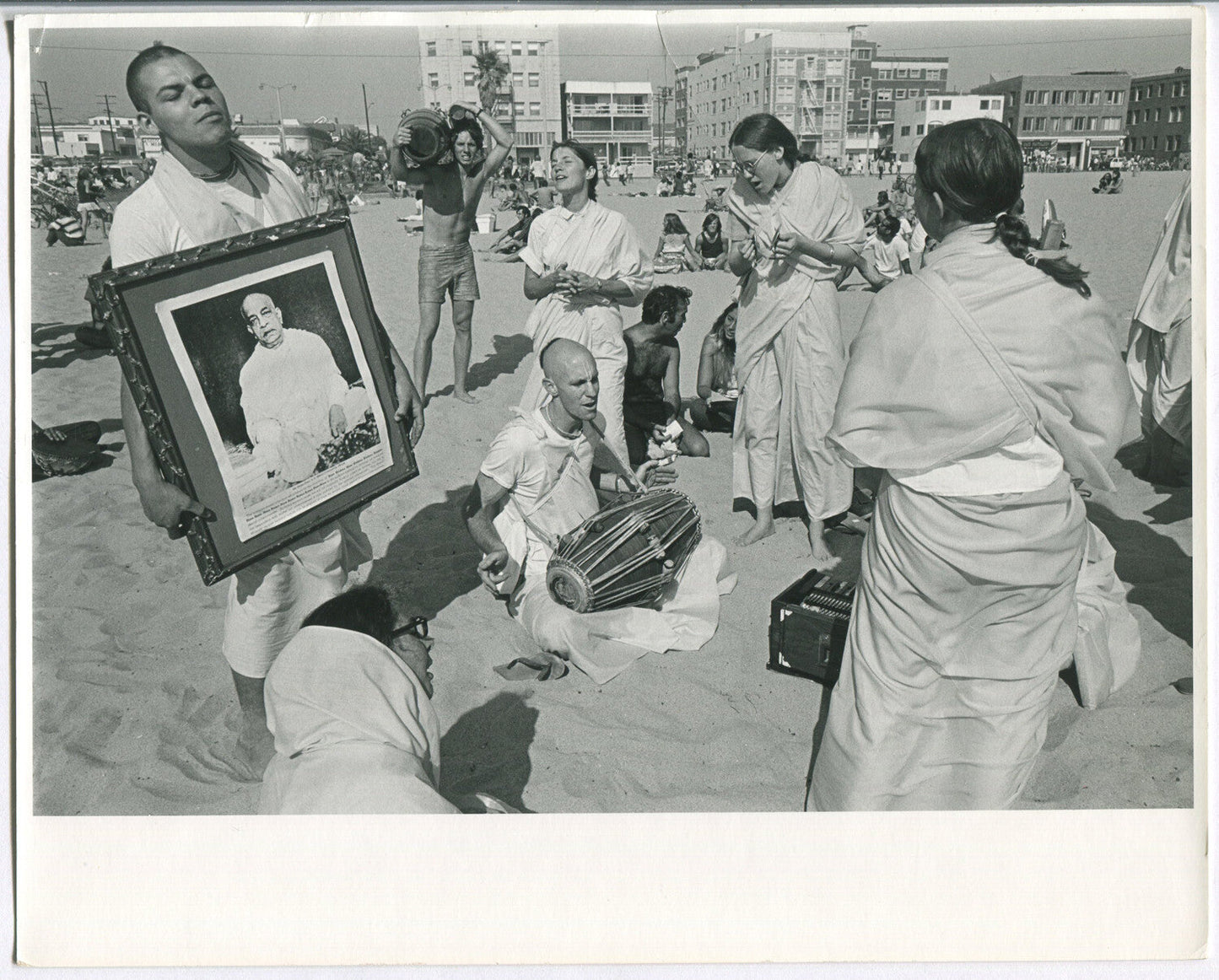 Vintage Hari Krishna Faithful Black and White 1960s 8x10 Silver Gelatin Photo Print