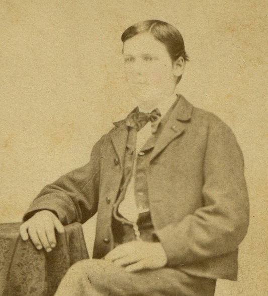 SLICK HAIRED YOUNG MAN, SEATED POSE. CDV.