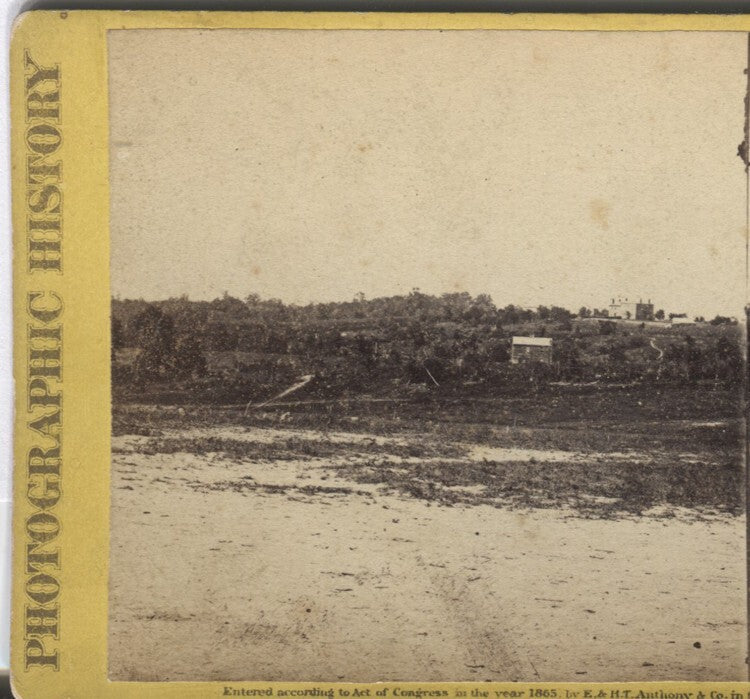 1865 STEREOVIEW OF BULL RUN BATTLEFIELD W/ TAX STAMP, BY MATHEW BRADY