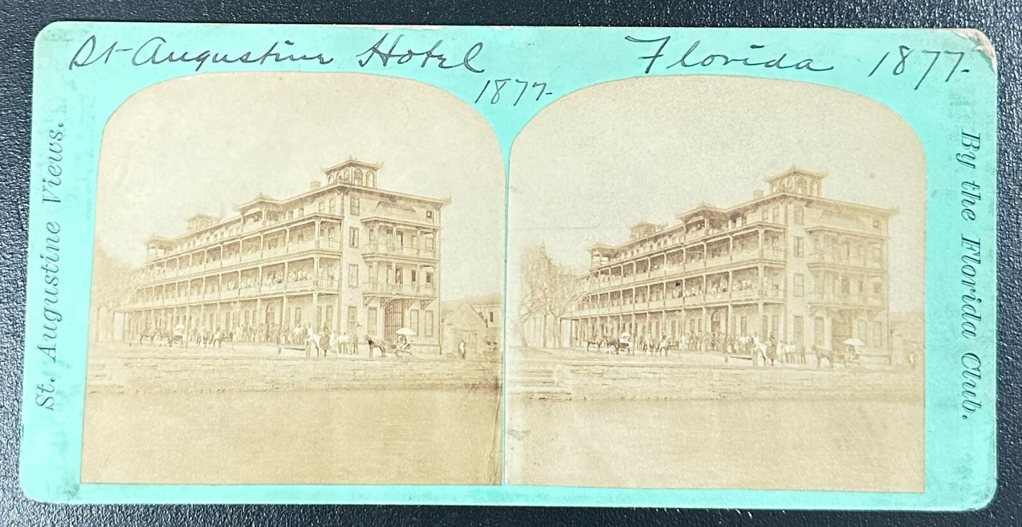Vintage Saint Augustine Hotel Florida Stereoview Card - 3.5x7 Travel Photo, Collectible Florida Historic Decor