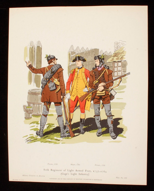 80th Regiment of Light Armed Foot 1757-1764 Illustration 11x14