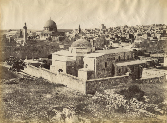 SYNAGOGUES, JERUSALEM. ALBUMEN PHOTO IN 11X14 ARCHIVAL MAT.
