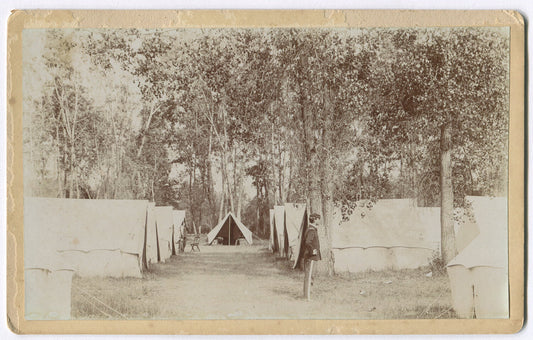 U.S. MILITARY TENT CAMP, 1895. 5X8 CABINET CARD.