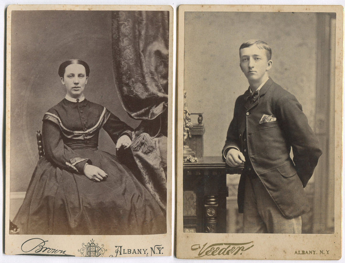Vintage Portraits 6-Pack: 4 Cabinet Cards from Albany NY, Original Photos,