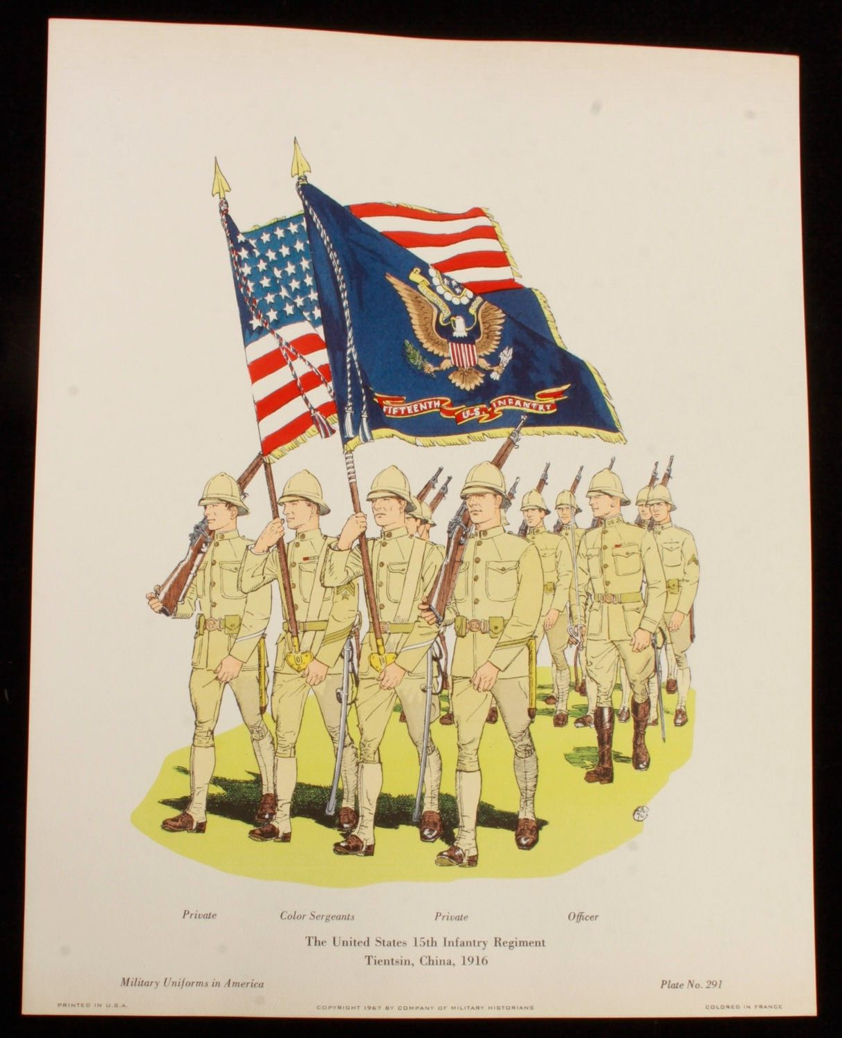 The United States 15th Infantry Regiment Tientsin China 1916 Illustration 11x14