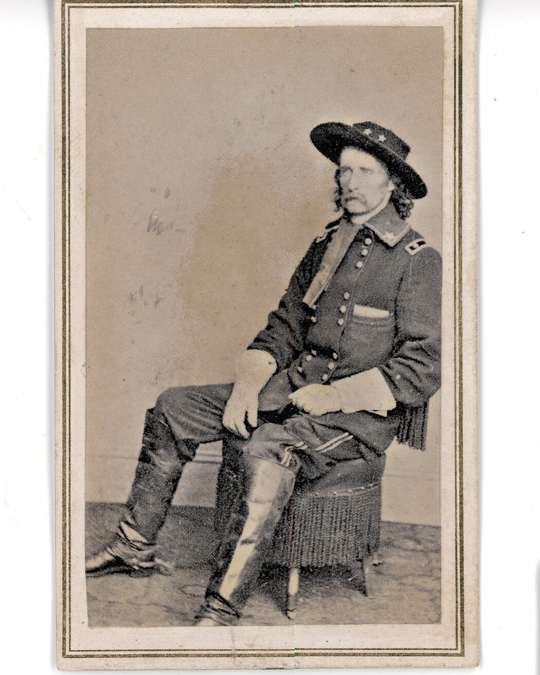 8X10 REPRINT OF PORTRAIT OF CIVIL WAR GENERAL CUSTER SEATED CASUALLY