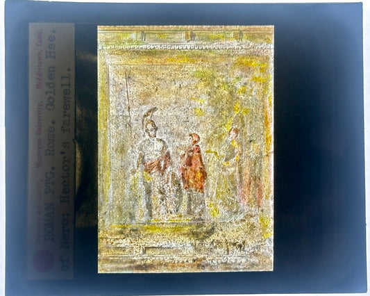 VINTAGE LANTERN SLIDE " GOLDEN HOUSE OF NERO: HECTOR'S FAREWELL"   3.25X4IN