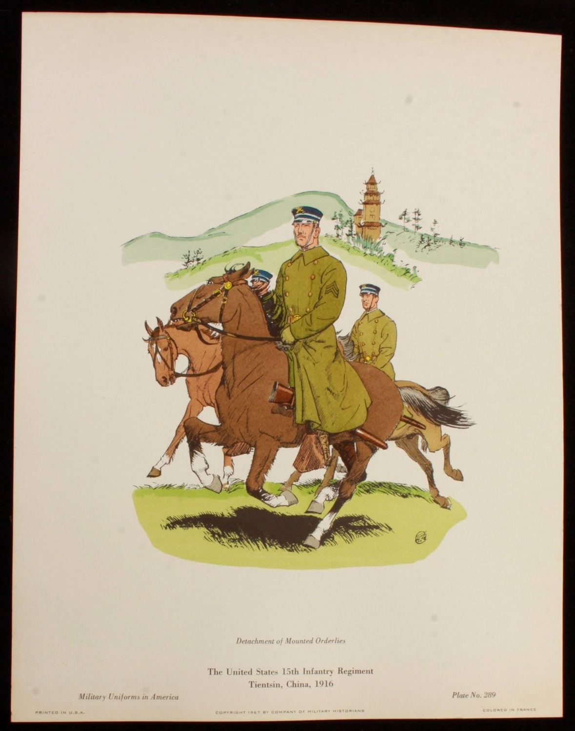 The United States 15th Infantry Regiment Tientsin China 1916 Illustration 11x14