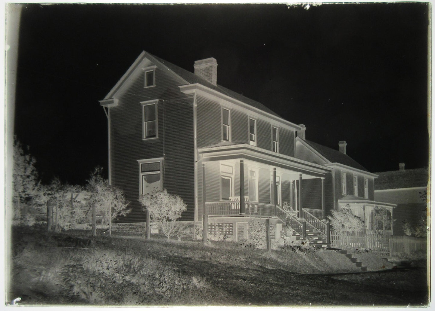 Vintage 5x7 Glass Plate Negative - Architecture Front Porch Photograph