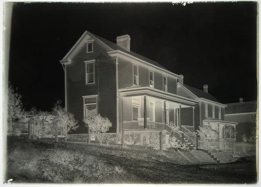 Vintage 5x7 Glass Plate Negative - Architecture Front Porch Photograph