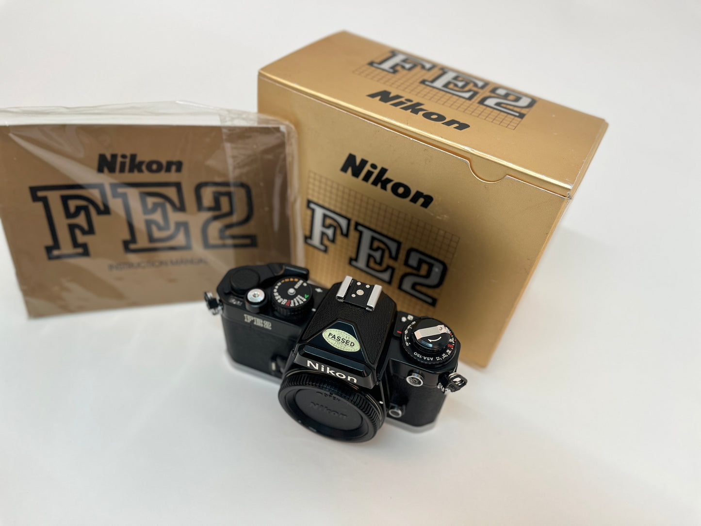 Nikon FE2 SLR 35mm Film Camera Black Paint MINT in Box NOS Display