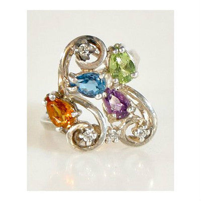 VINTAGE ART DECO MULTI STONE RHINESTONE RING