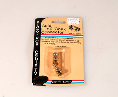 GOLD F-59 COAX CONNECTOR.  NO.60-036 G/ GROUP OF 3